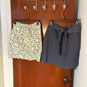 LOFT Floral and Navy Striped Mini Skirt Duo